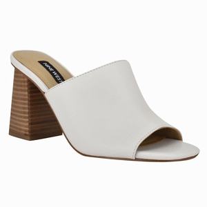 Nine West Yuna Heeled Slides - White - Ireland (UX8274693)